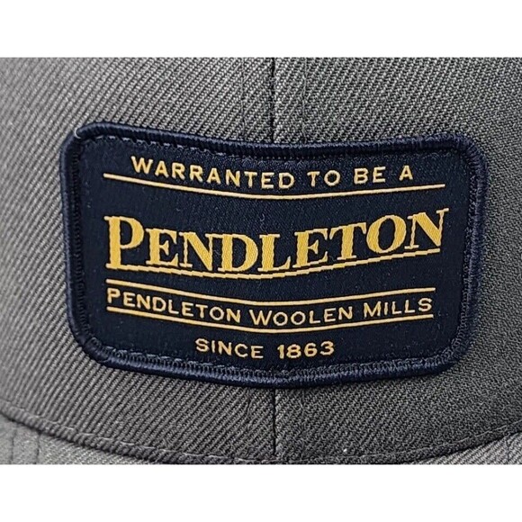 Pendleton Classic Yupoong Hat One Size Gray Snapback Blue Patch Wool Blend Cap - Picture 2 of 10